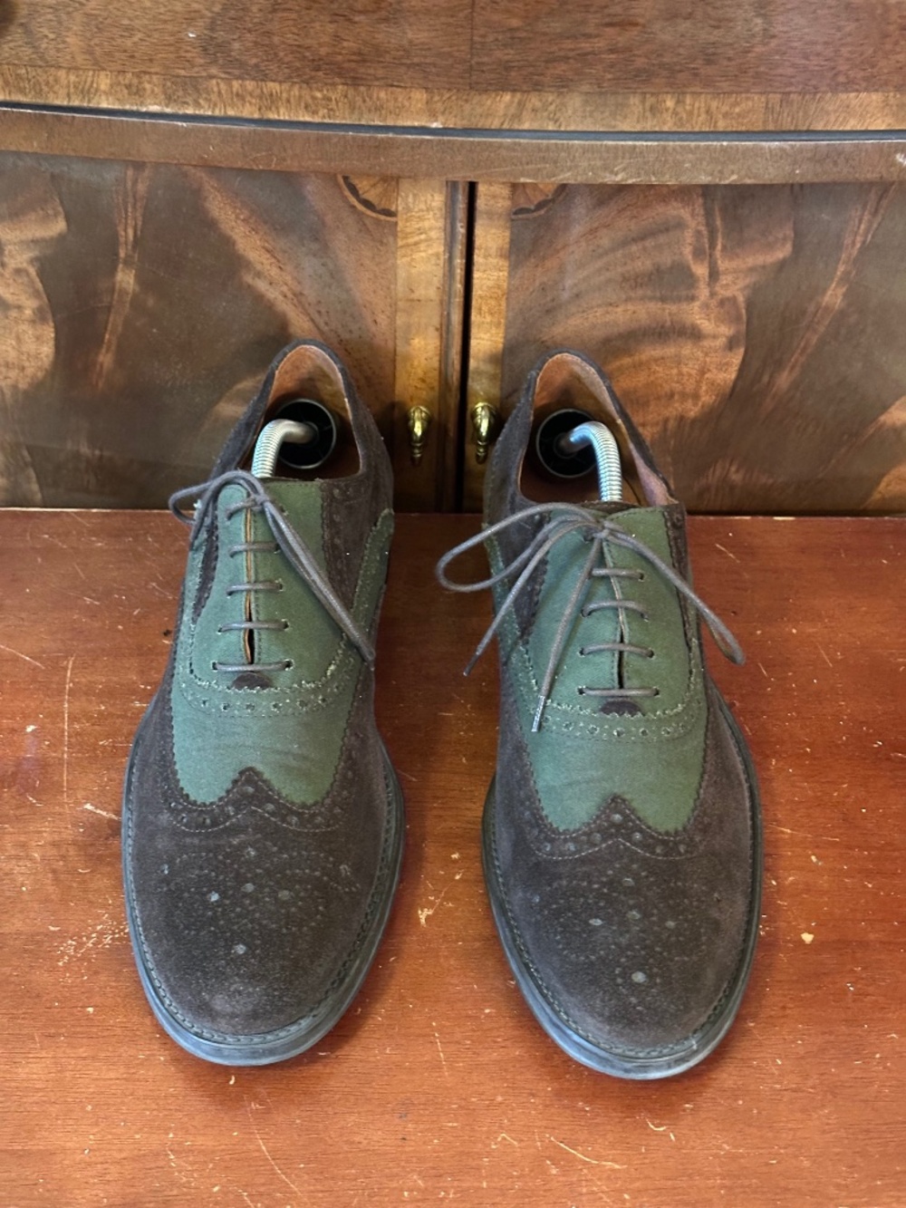 Donald J Pliner Suede Two-Tone Wingtip Oxfords